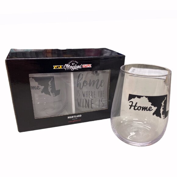 Maryland Home Wine Glass Set (setof two)  - NEW Fast Ship - Picture 2 of 4